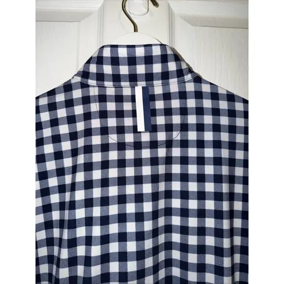 Rhoback Womens Blue Gingham Longsleeve Top Size M 1/4 Zip Golf Sport Tennis - Picture 7 of 8